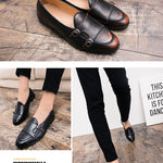 Leather Double Buckles Shoes - Men's Shoes