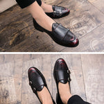 Leather Double Buckles Shoes - Men's Shoes