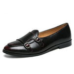 Leather Double Buckles Shoes - Men's Shoes