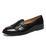 Leather Double Buckles Shoes - Men's Shoes